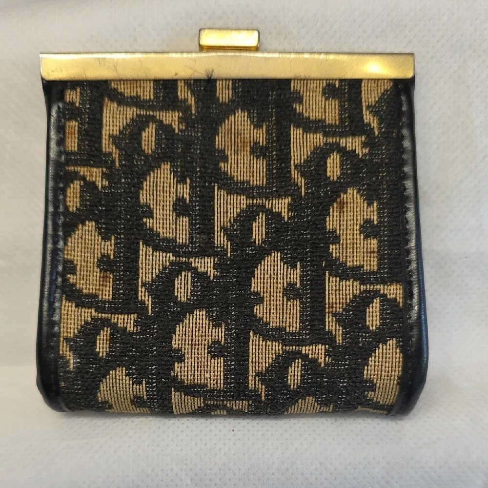 Dior Black and Gold Patterned Wallet